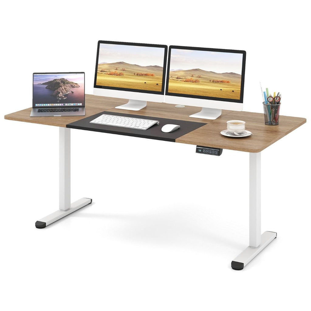 Bureau Debout Électrique 140X70Cm Bureau Réglable En Hauteur Bureau Ergonomique Avec Mémoire Des Hauteurs Trou Pour Câble Beige