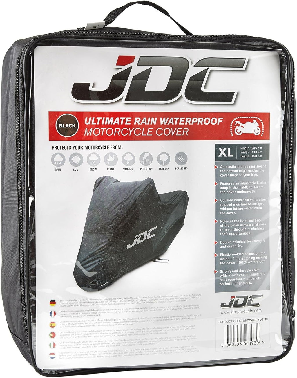 Housse Moto 100% Étanche – Ultimate Rain (Robuste, Doublure Souple, Panneaux Résistants À La Chaleur, Coutures Étanchéifiées) - L Top Case