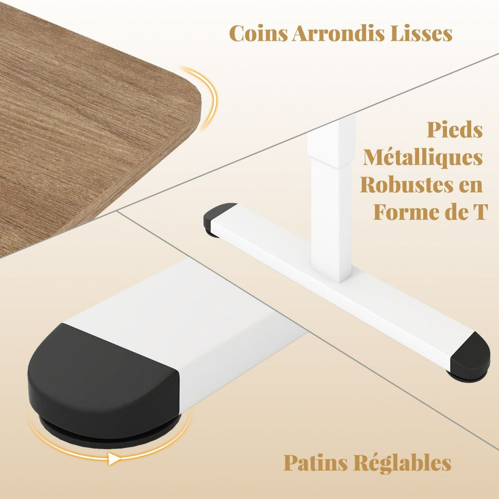 Bureau Debout Électrique 140X70Cm Bureau Réglable En Hauteur Bureau Ergonomique Avec Mémoire Des Hauteurs Trou Pour Câble Beige